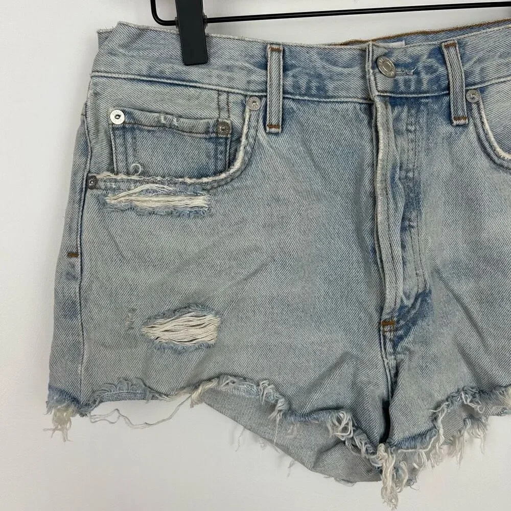 Agolde Denim Shorts Parker Vintage Cut Off Distressed Button Fly Women's Sz 27